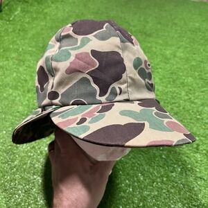 Vintage Duck Camo Hat 7 5/8 Duxbak 80s Camoflauge Trapper Hat USA Made Hunting